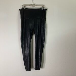 Spanx womens black faux leather leggings 3X